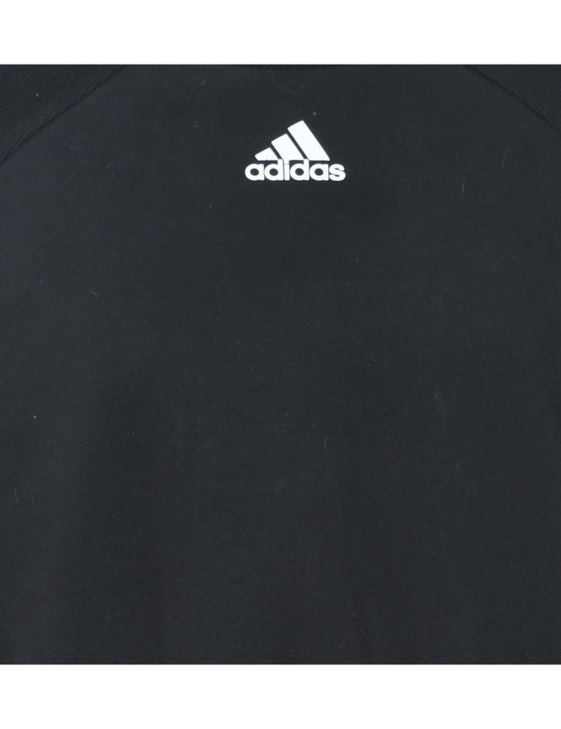 Adidas Cropped Plain Black Classic Sweatshirt - L