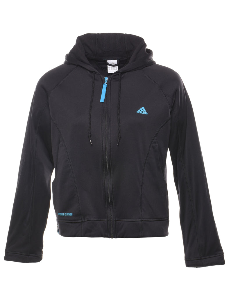 Adidas Hooded Black & Blue Sweatshirt - L