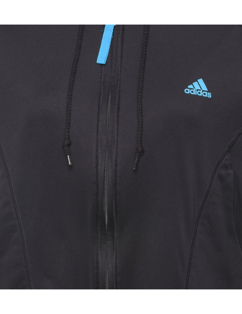 Adidas Hooded Black & Blue Sweatshirt - L