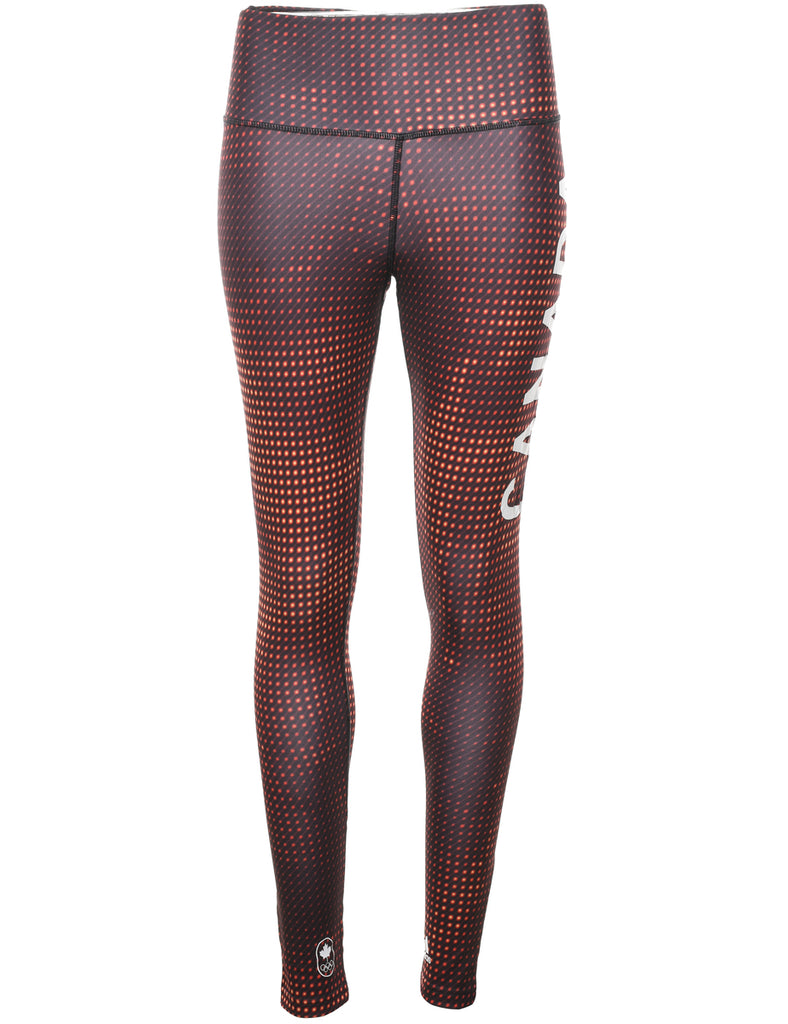 Adidas Workout Black & Red Patterned Leggings - W24 L26