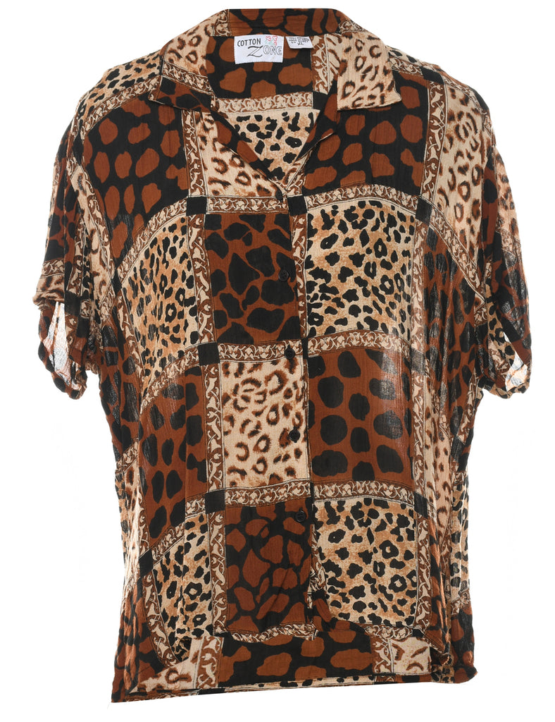 Animal Print Black & Beige Shirt - XL