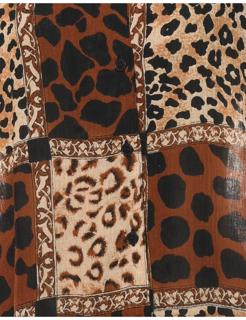 Animal Print Black & Beige Shirt - XL