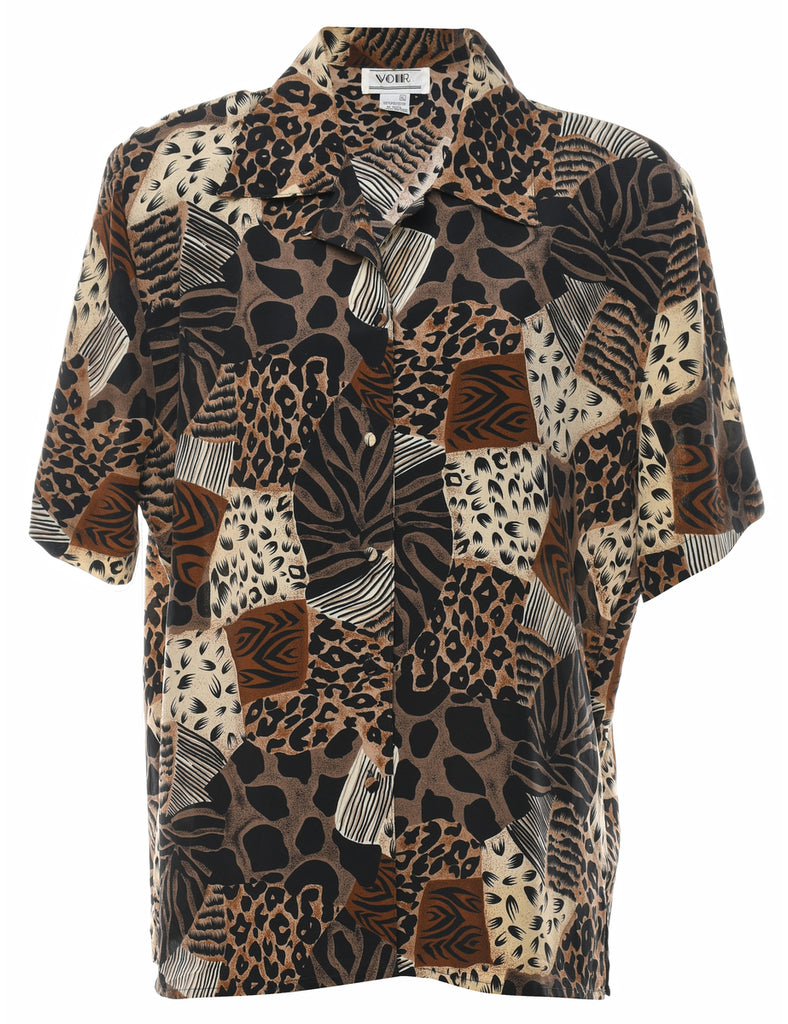 Animal Print Black & Brown Blouse - XL