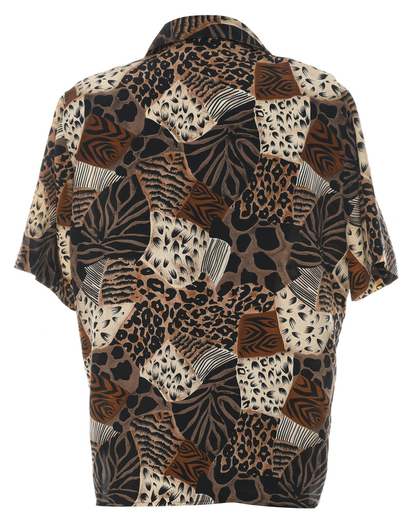 Animal Print Black & Brown Blouse - XL