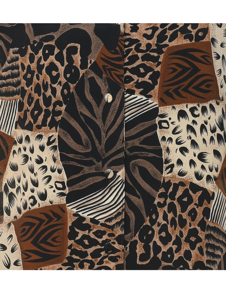 Animal Print Black & Brown Blouse - XL