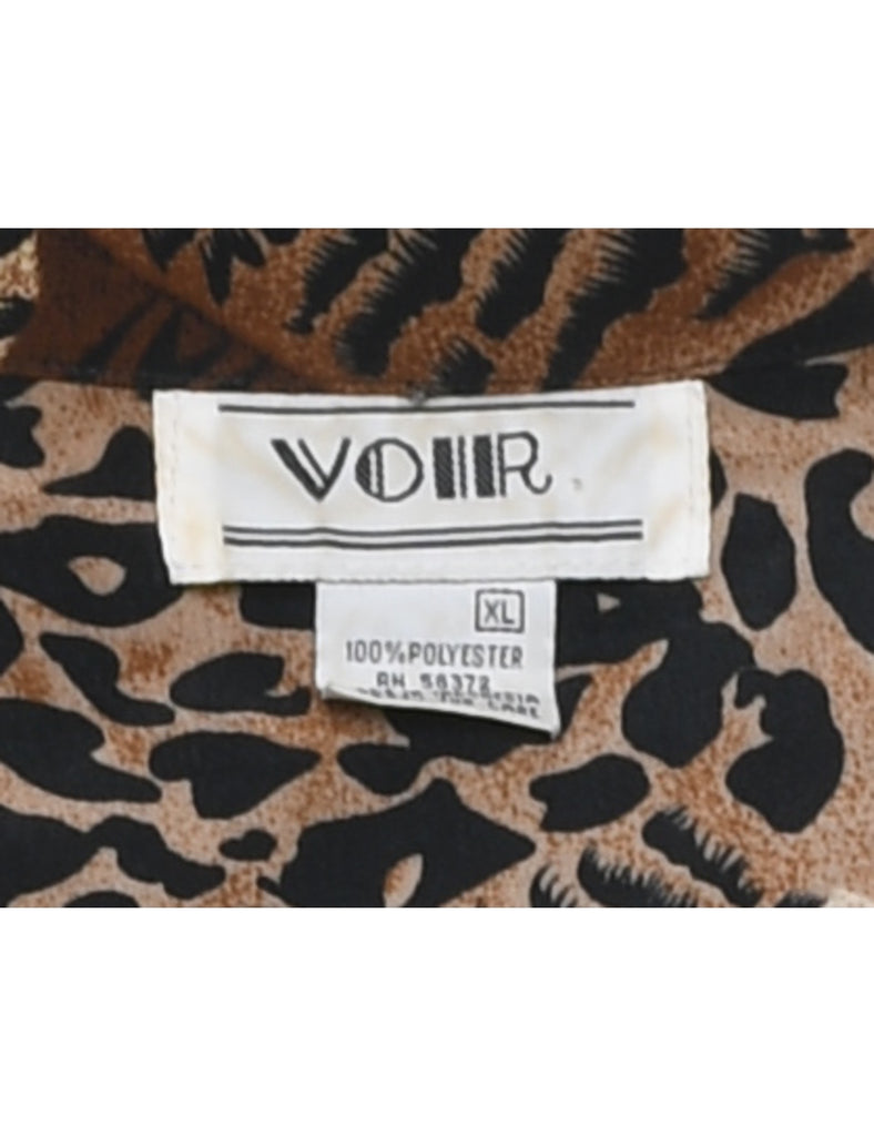 Animal Print Black & Brown Blouse - XL