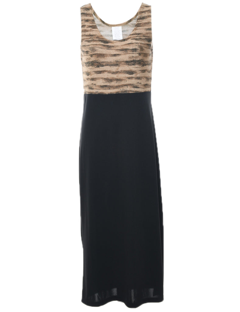 Animal Print Black & Brown Sparkly Evening Dress - M