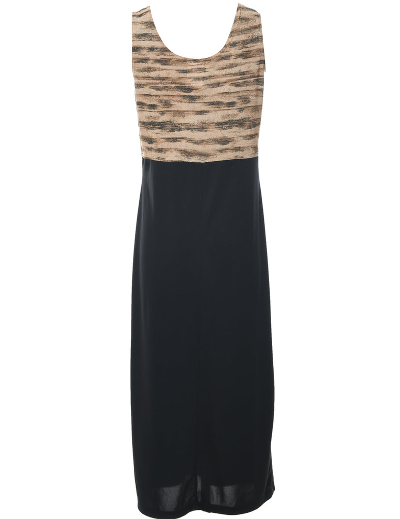 Animal Print Black & Brown Sparkly Evening Dress - M