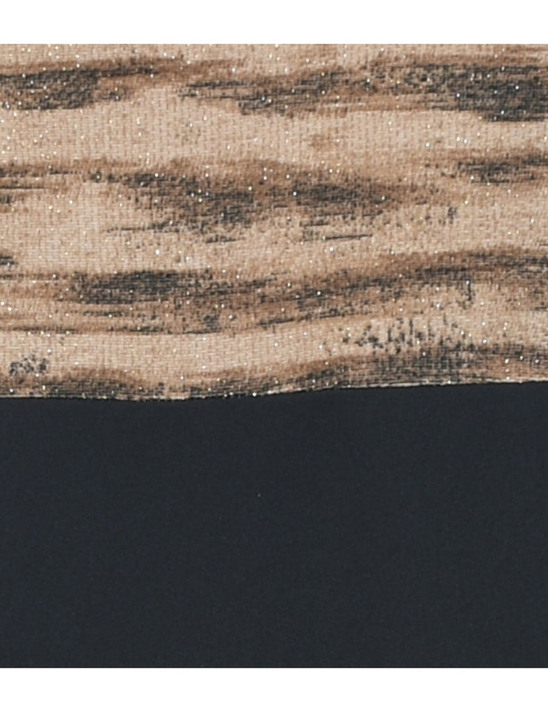 Animal Print Black & Brown Sparkly Evening Dress - M