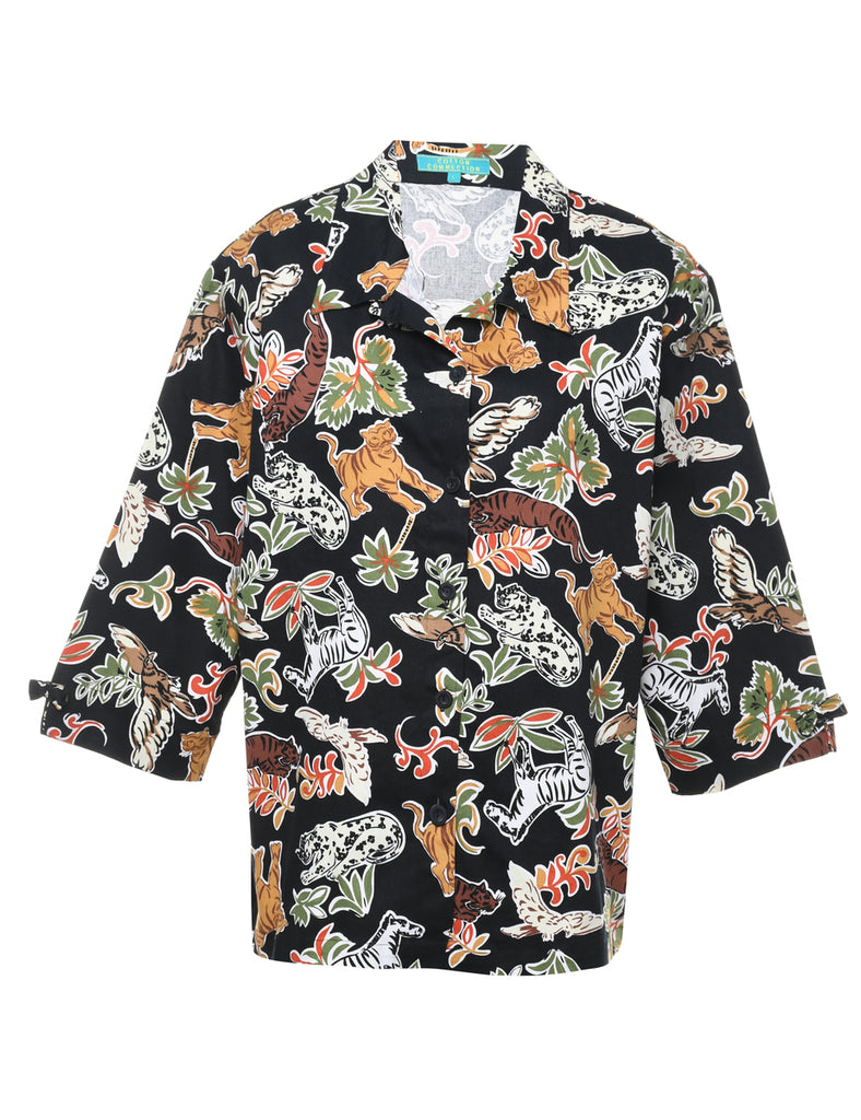 Animal Print Black Shirt - L