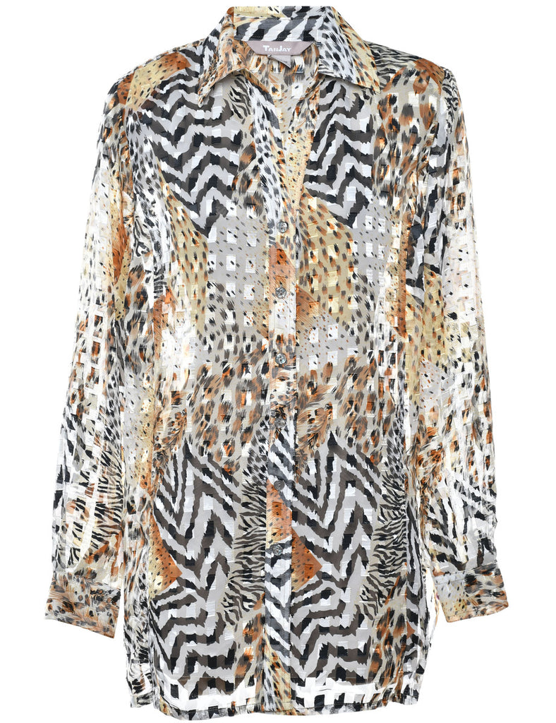 Animal Print Blouse - L