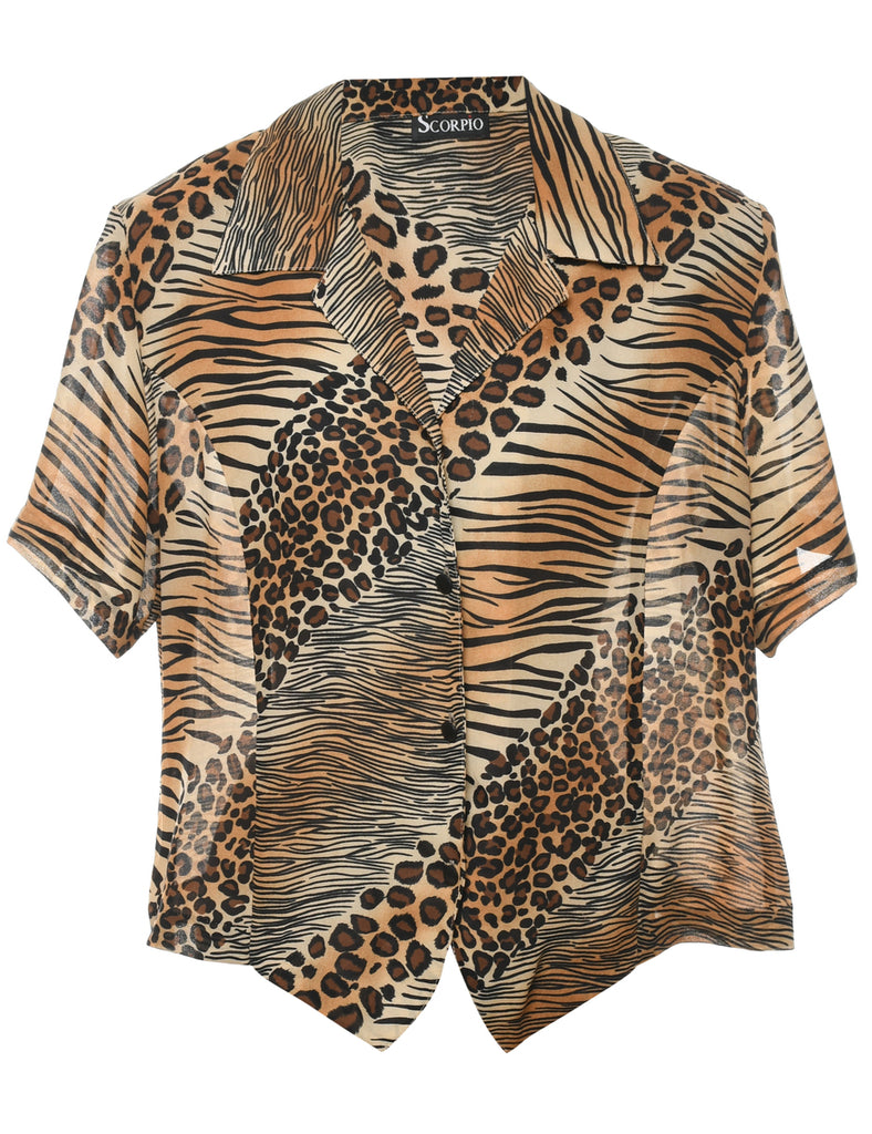 Animal Print Blouse - L