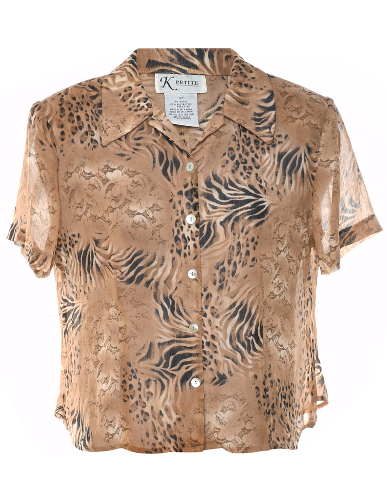 Animal Print Blouse - M