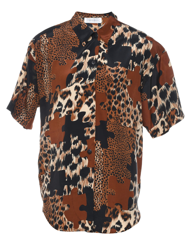 Animal Print Blouse - L