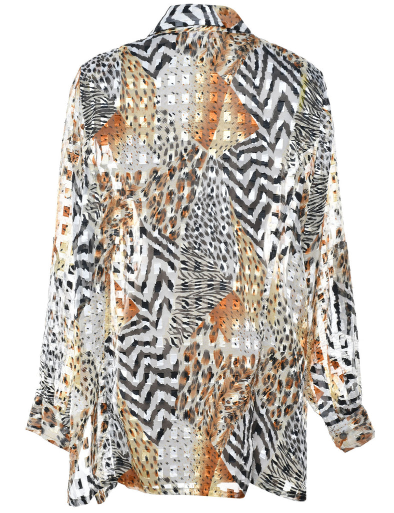 Animal Print Blouse - L