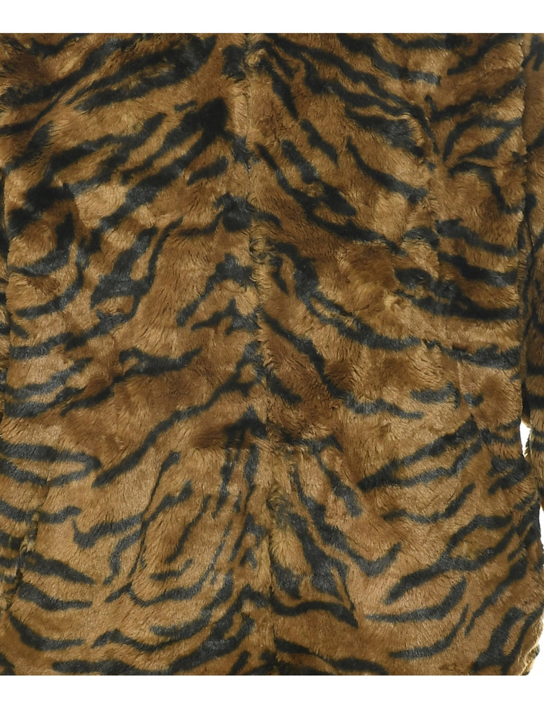 Animal Print Faux Fur Jacket - L