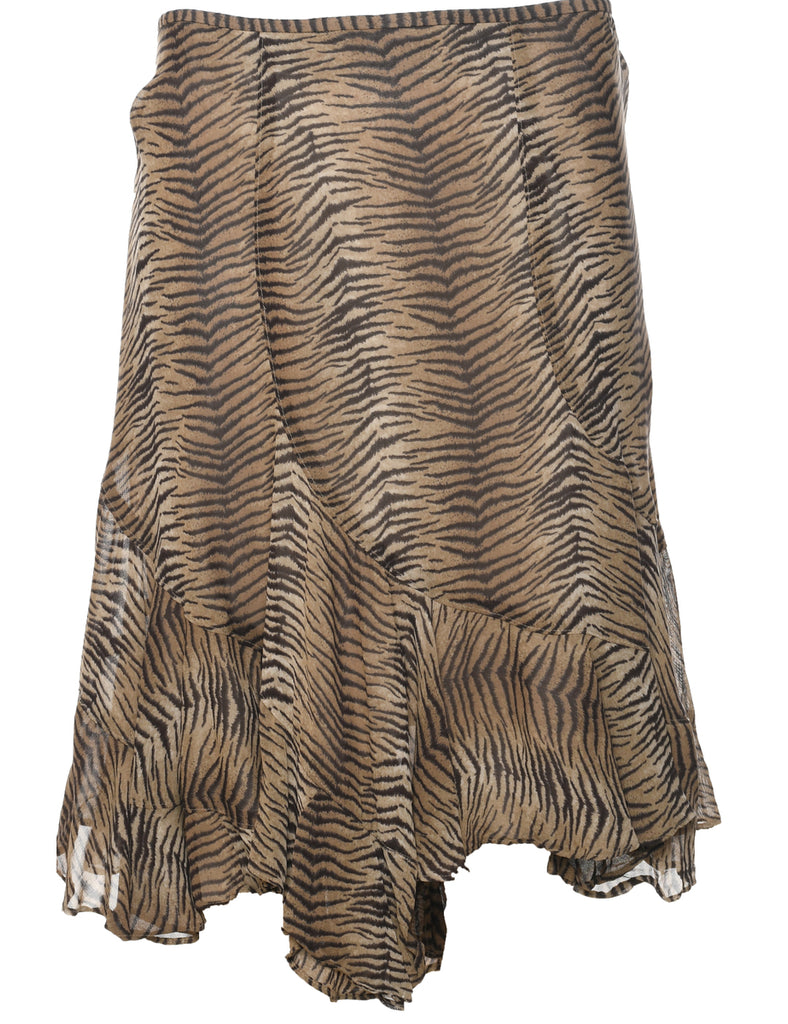 Animal Print Flared Skirt - M