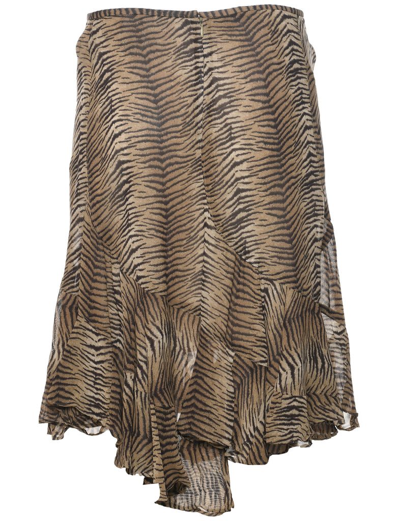 Animal Print Flared Skirt - M