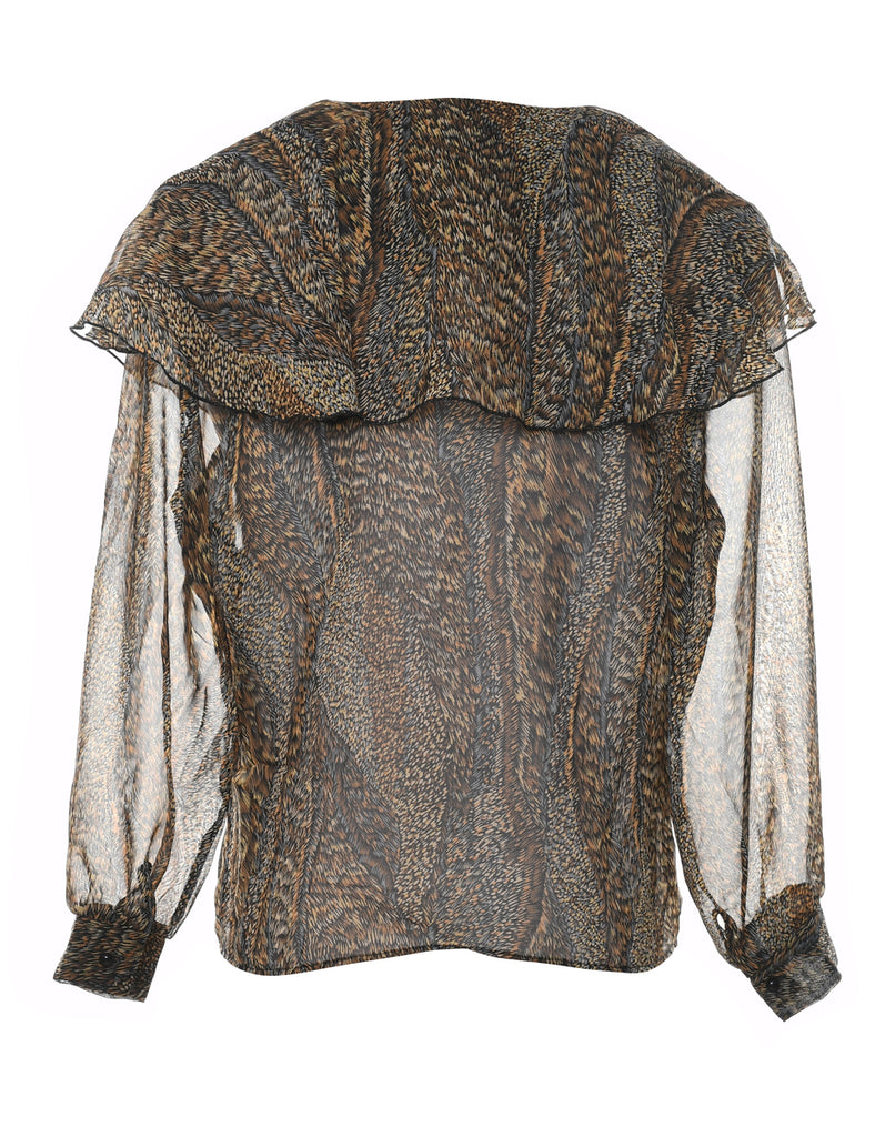 Animal Print Frilly Blouse - L