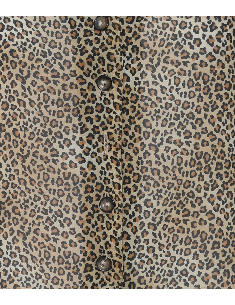 Animal Print Frilly Blouse - M