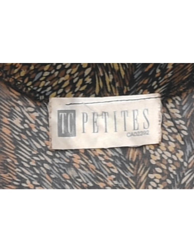 Animal Print Frilly Blouse - L
