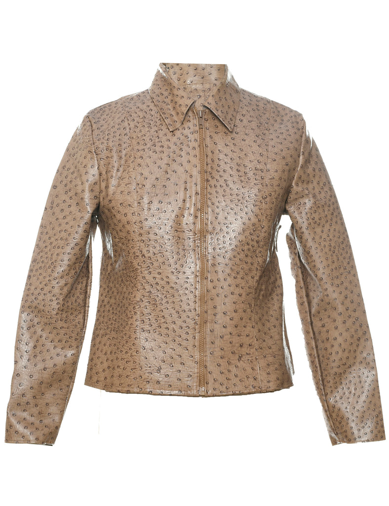 Animal Print Leather Jacket - S