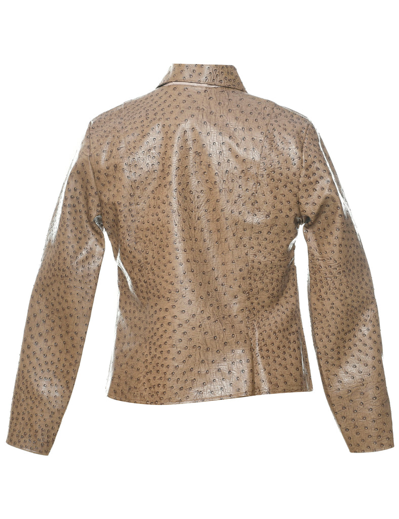 Animal Print Leather Jacket - S