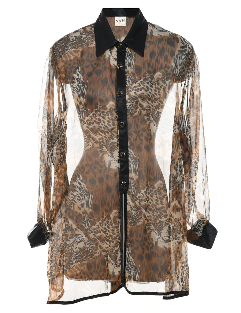 Animal Print Sheer Evening Shirt - XL