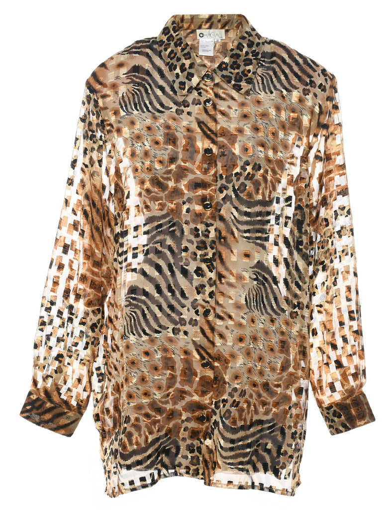 Animal Print Sheer Evening Shirt - XL