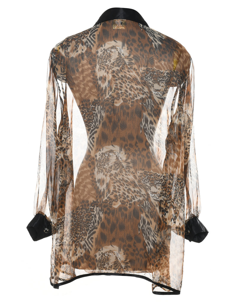 Animal Print Sheer Evening Shirt - XL