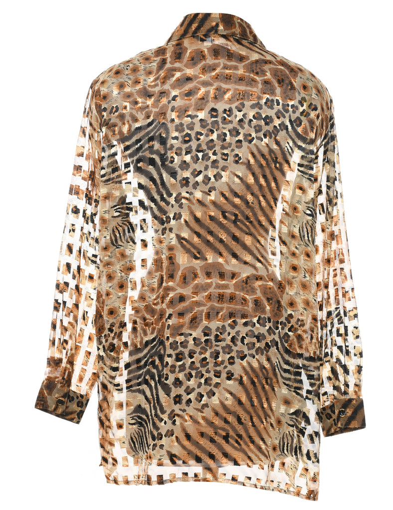 Animal Print Sheer Evening Shirt - XL