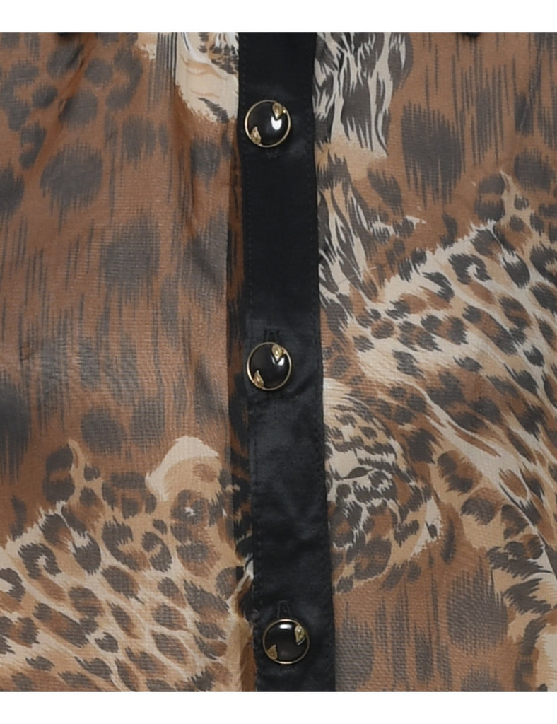 Animal Print Sheer Evening Shirt - XL
