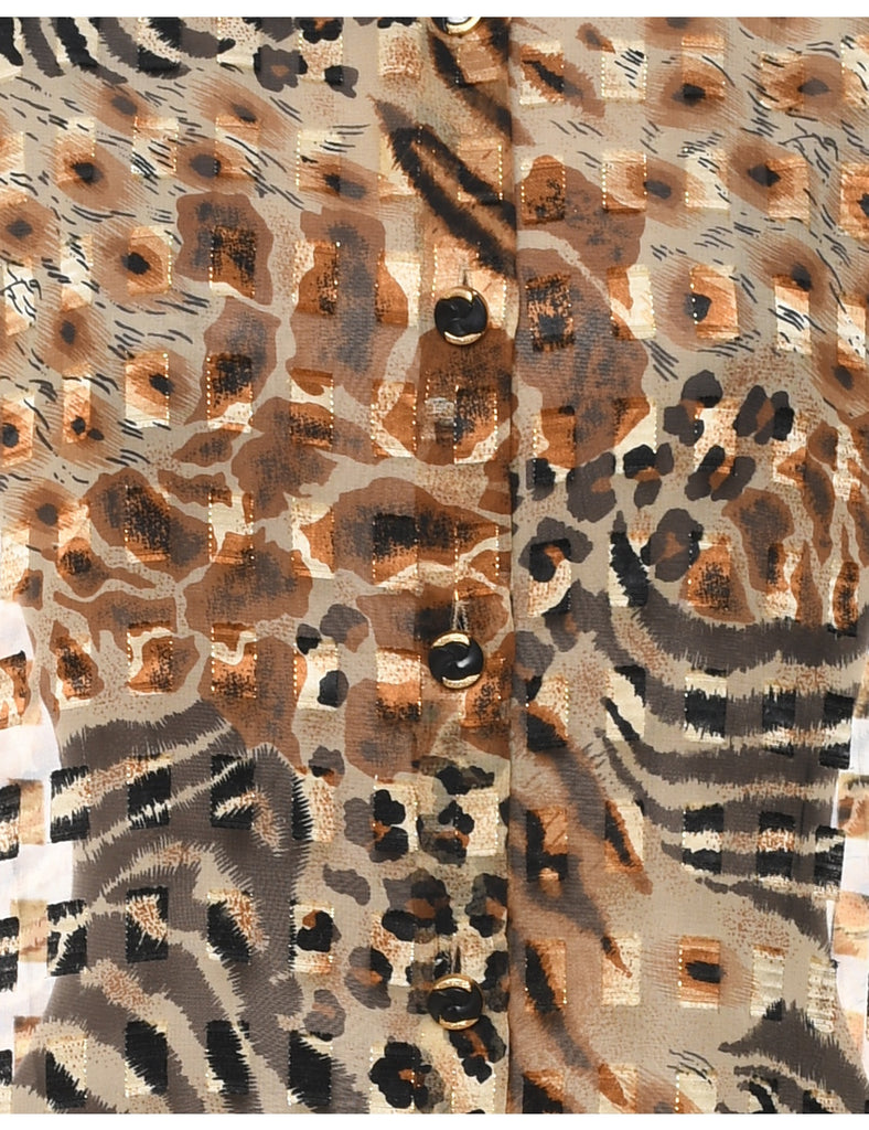 Animal Print Sheer Evening Shirt - XL