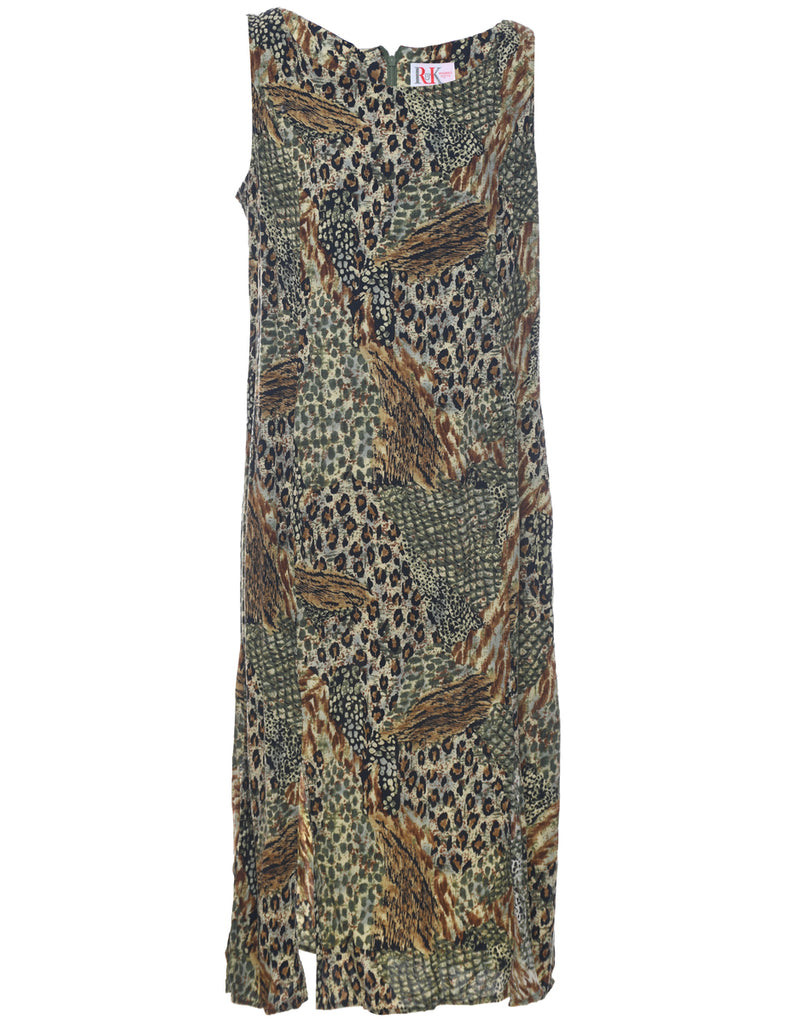 Animal Print Shift Dress - L