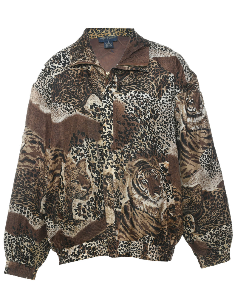 Animal Print Silk Jacket - M