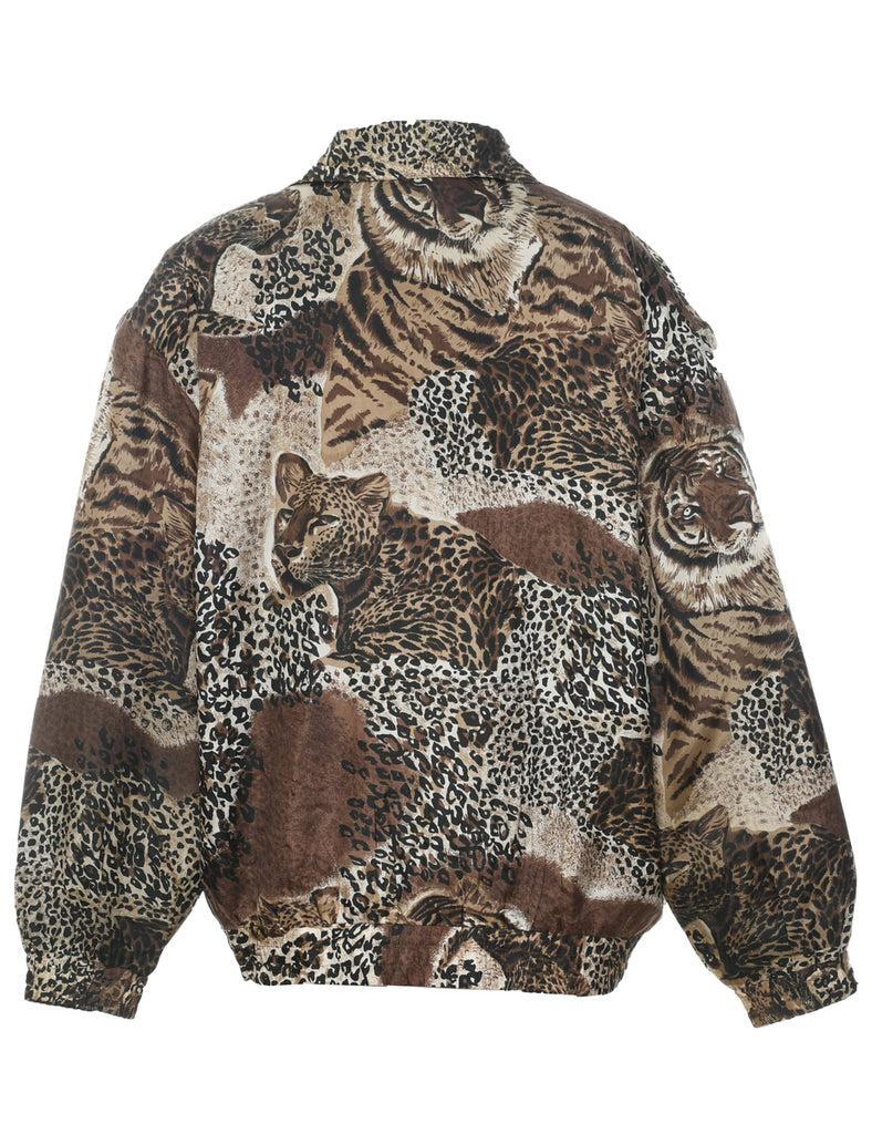 Animal Print Silk Jacket - M