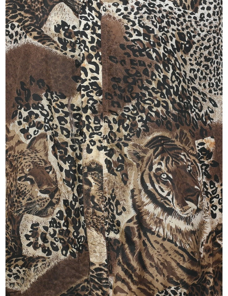 Animal Print Silk Jacket - M