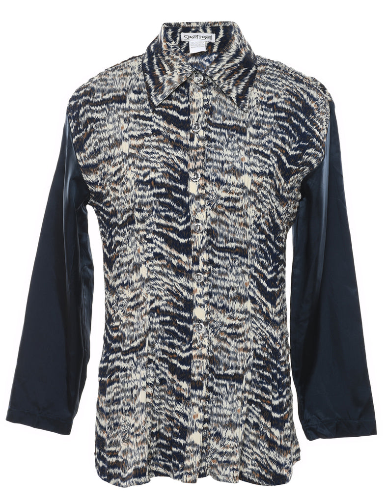Animal Print Smocked Shirt - M