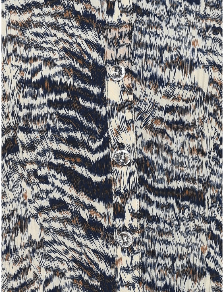 Animal Print Smocked Shirt - M