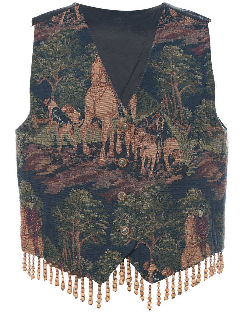 Animal Print Tapestry Waistcoat - L