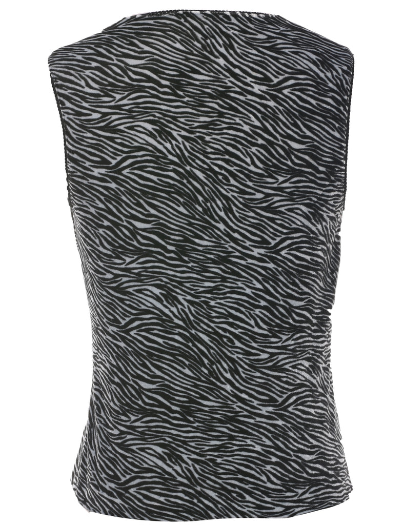 Animal Print Velvet Evening Top - M