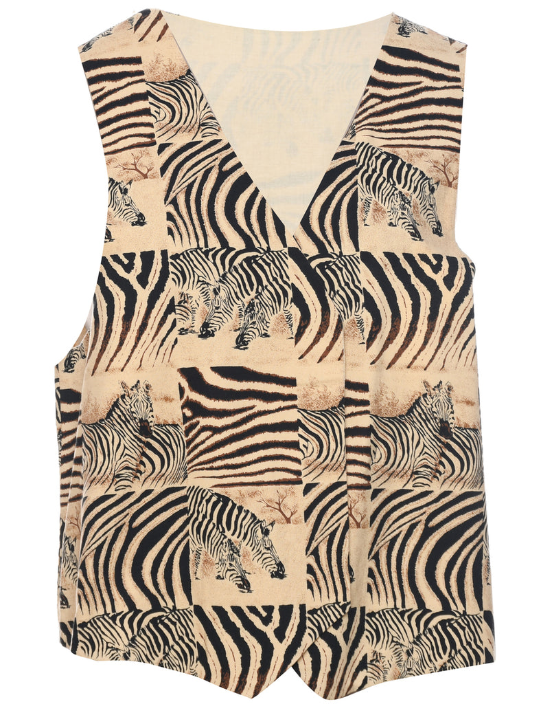 Animal Print Waistcoat - L