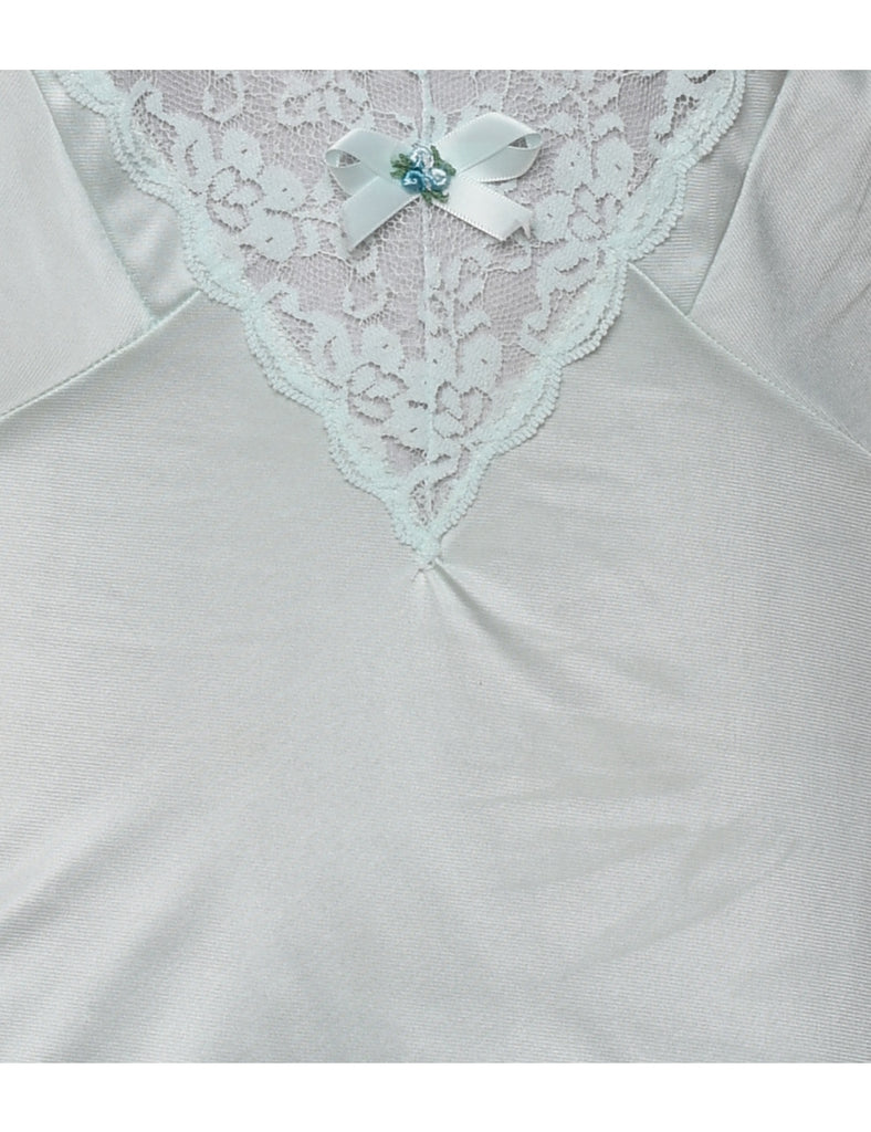 Aqua Blue Vintage Lace Trim Cami  - M