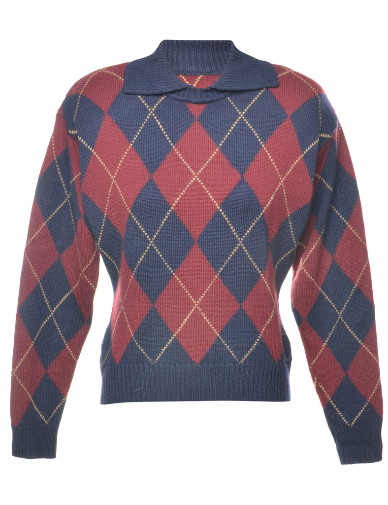 Argyle Knit Jumper - L
