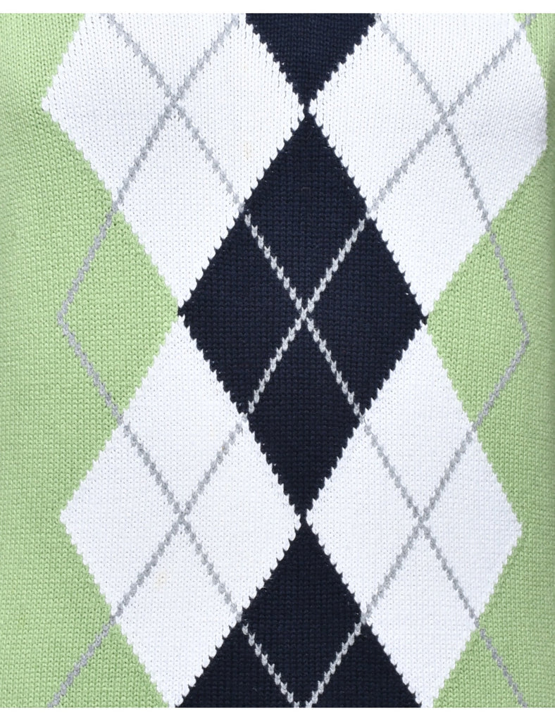 Argyle Light Green Jumper - M