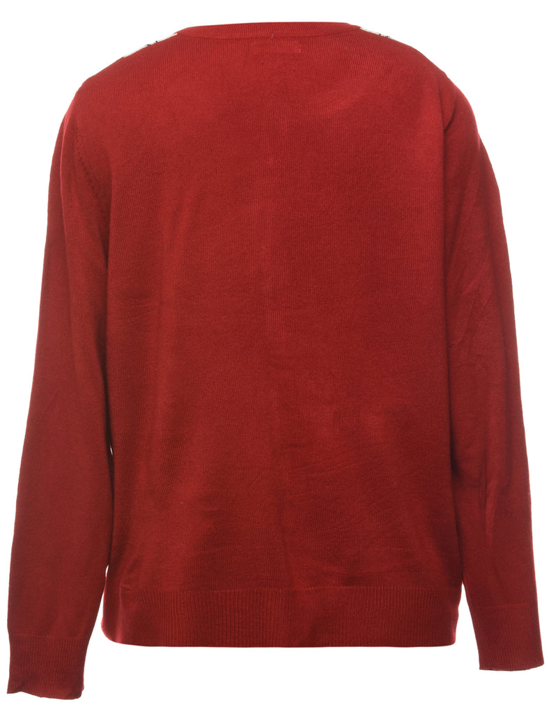Argyle Red Cardigan - L