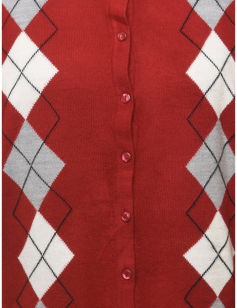 Argyle Red Cardigan - L