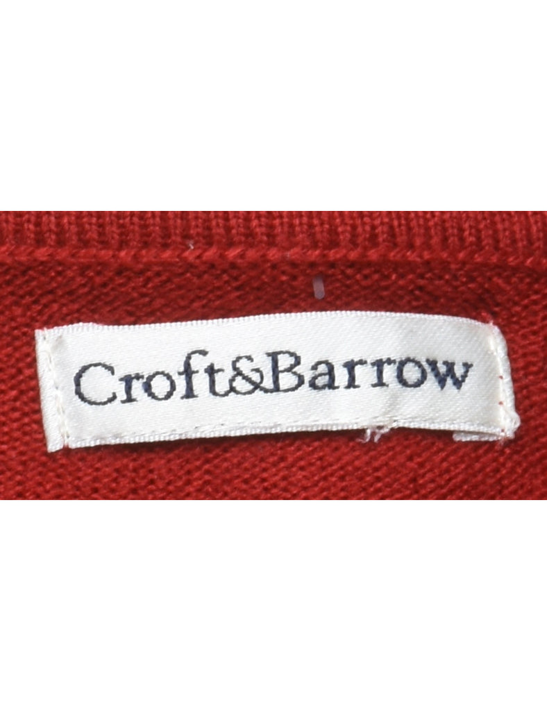 Argyle Red Cardigan - L
