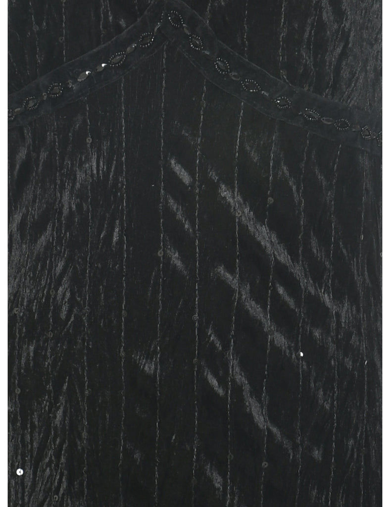 Asymmetric Velvet Black Evening Top - XS