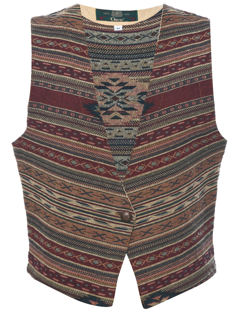 Aztec Print Tapestry Waistcoat - M